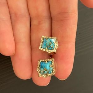 Kendra scott Mallory gold stud earrings in Variegated turquoise magnesite